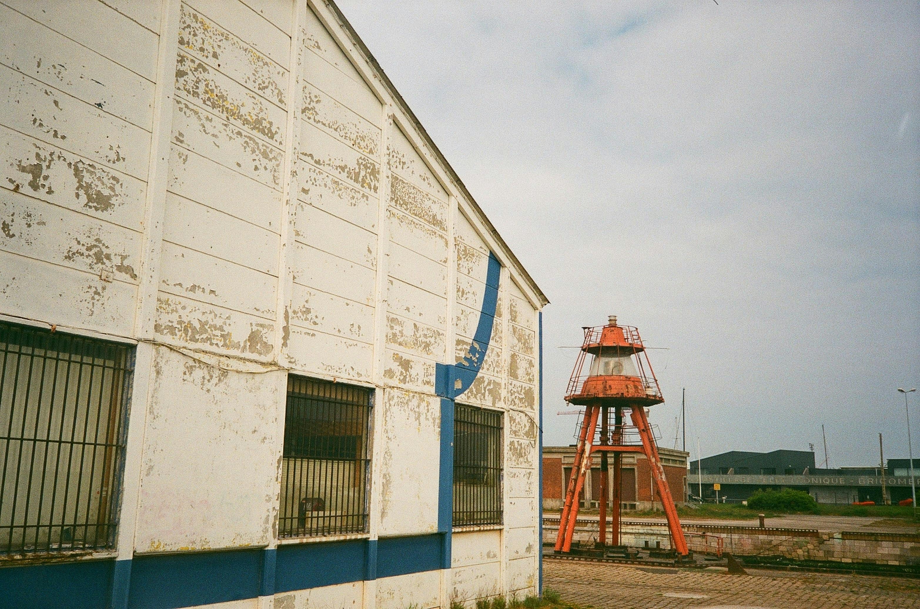 a building with a red tower