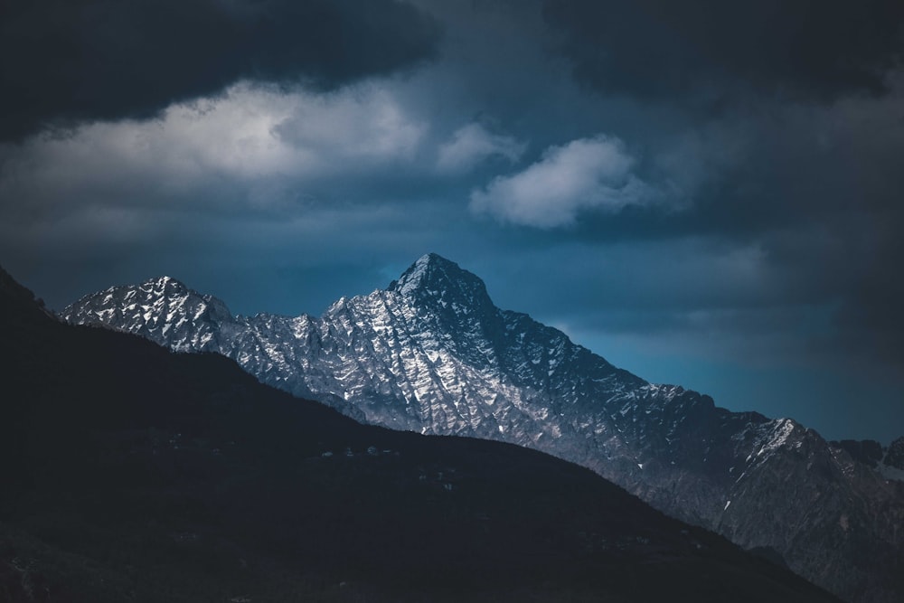 a mountain with snow