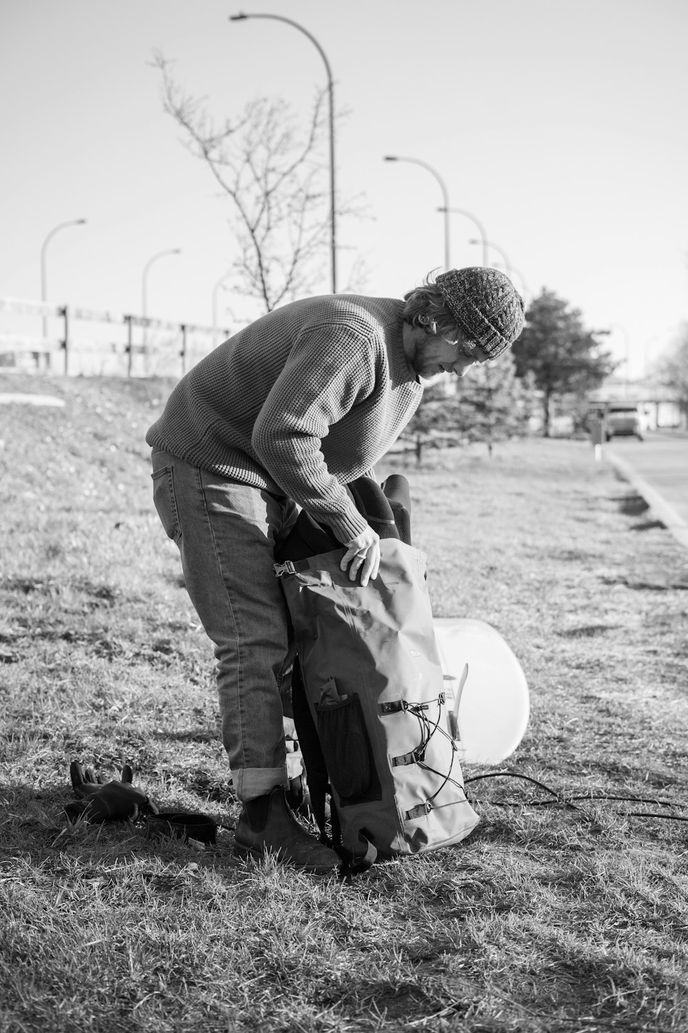 a man with a bucket