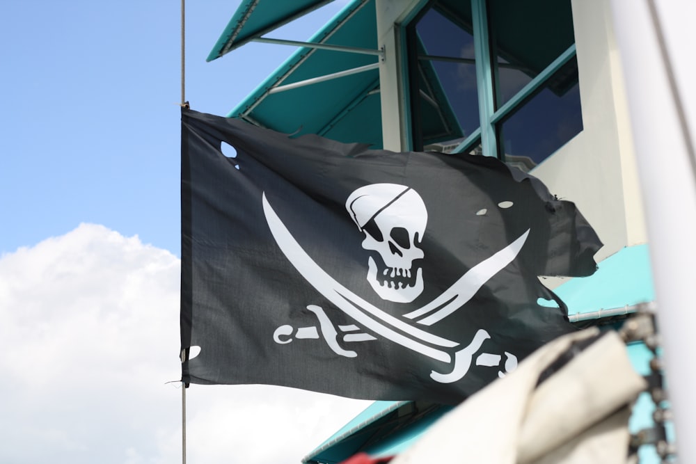 a flag with a skull and cross