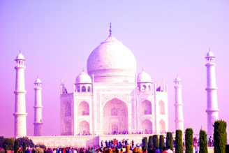 A vibrant photo of the Taj Mahal at sunrise, symbolizing India's rich heritage.
