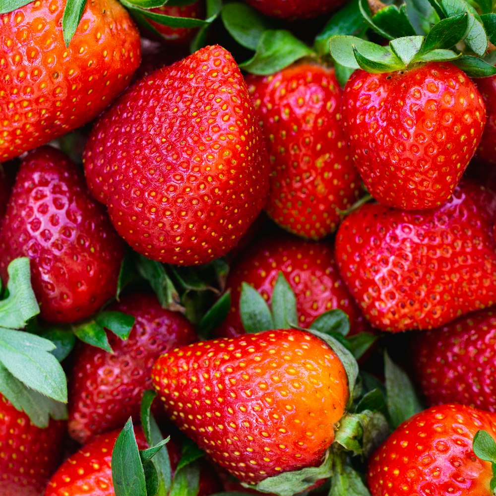 a pile of strawberries