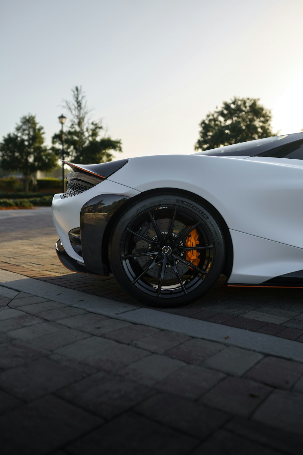 a white car with a black rim