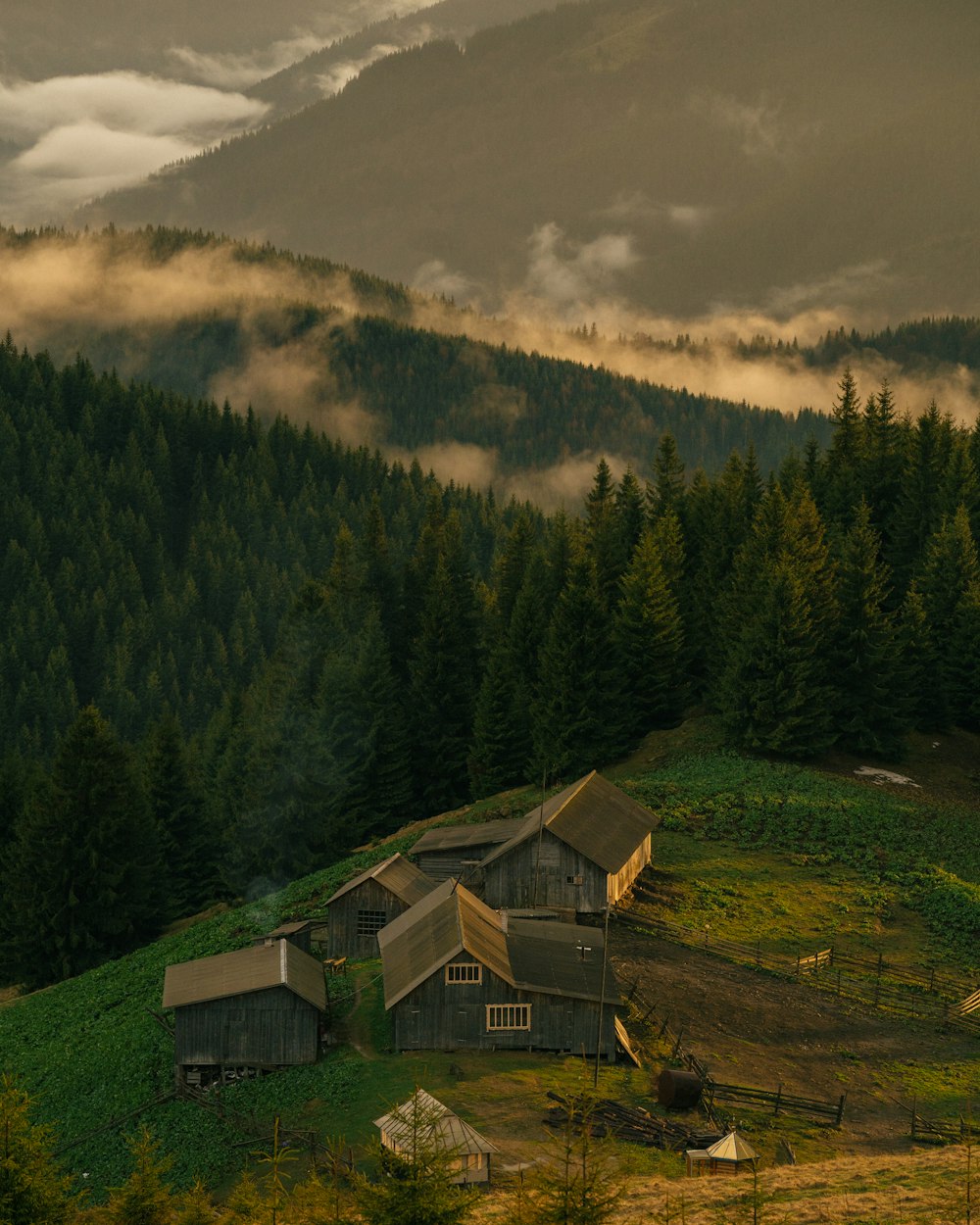 a group of buildings in a valley