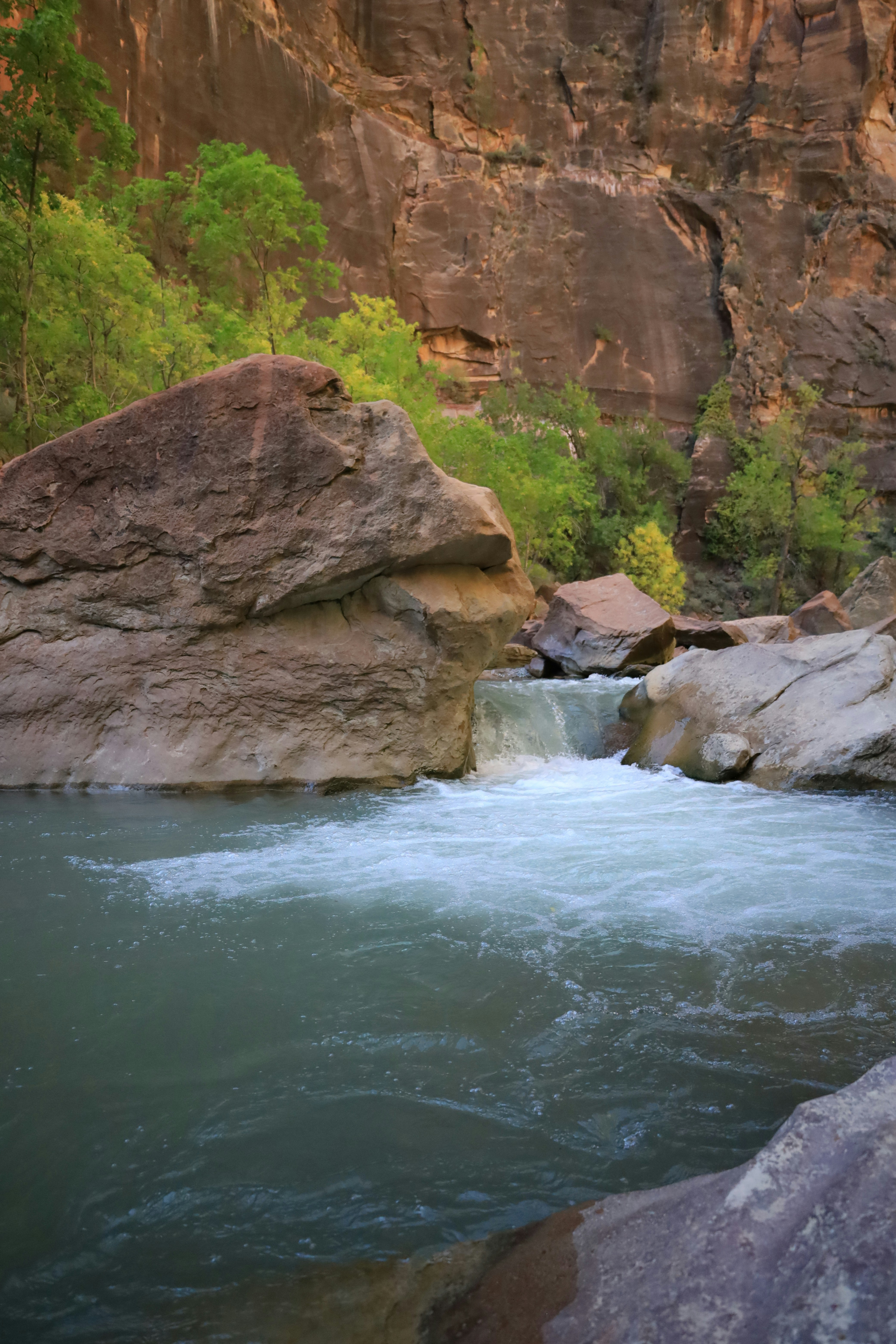 a waterfall in a rocky area