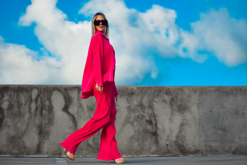 a person in a red dress