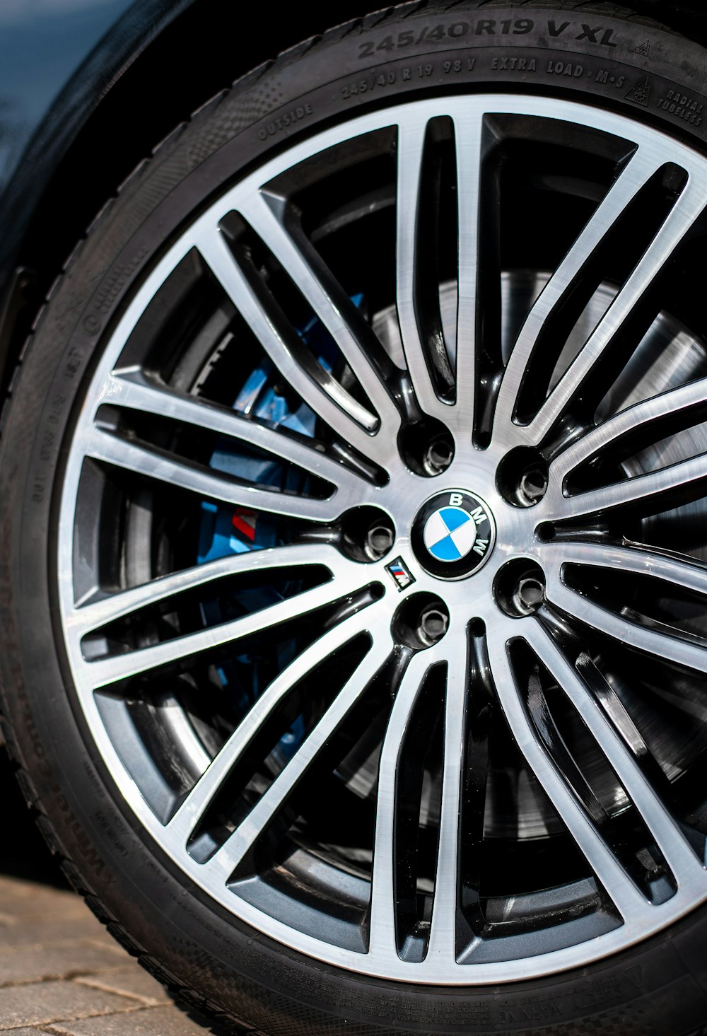 a close up of a car tire