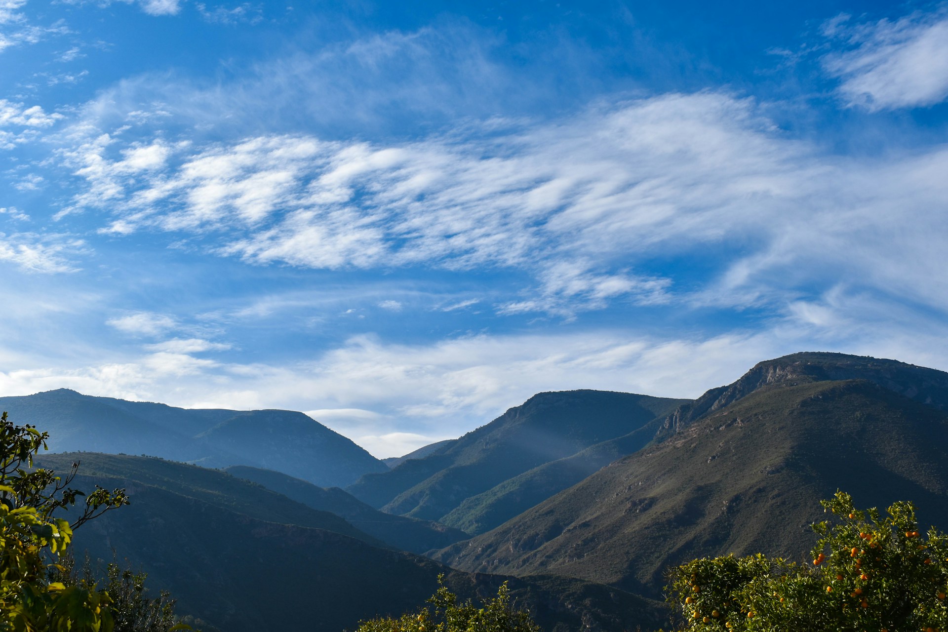 a landscape with hills and trees