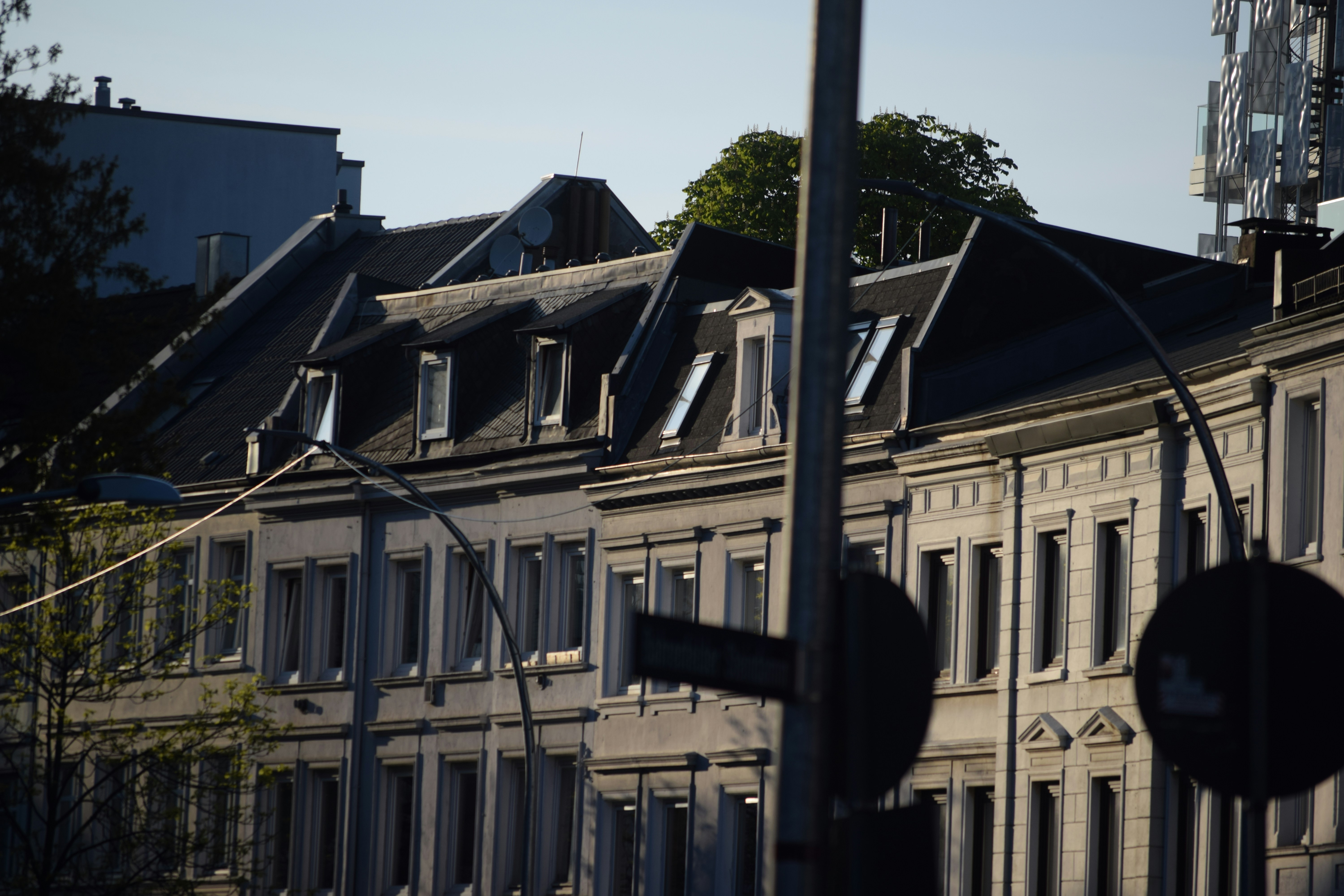 a building with a street light