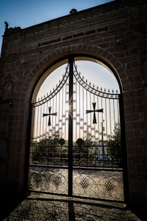 a gate in front of a building