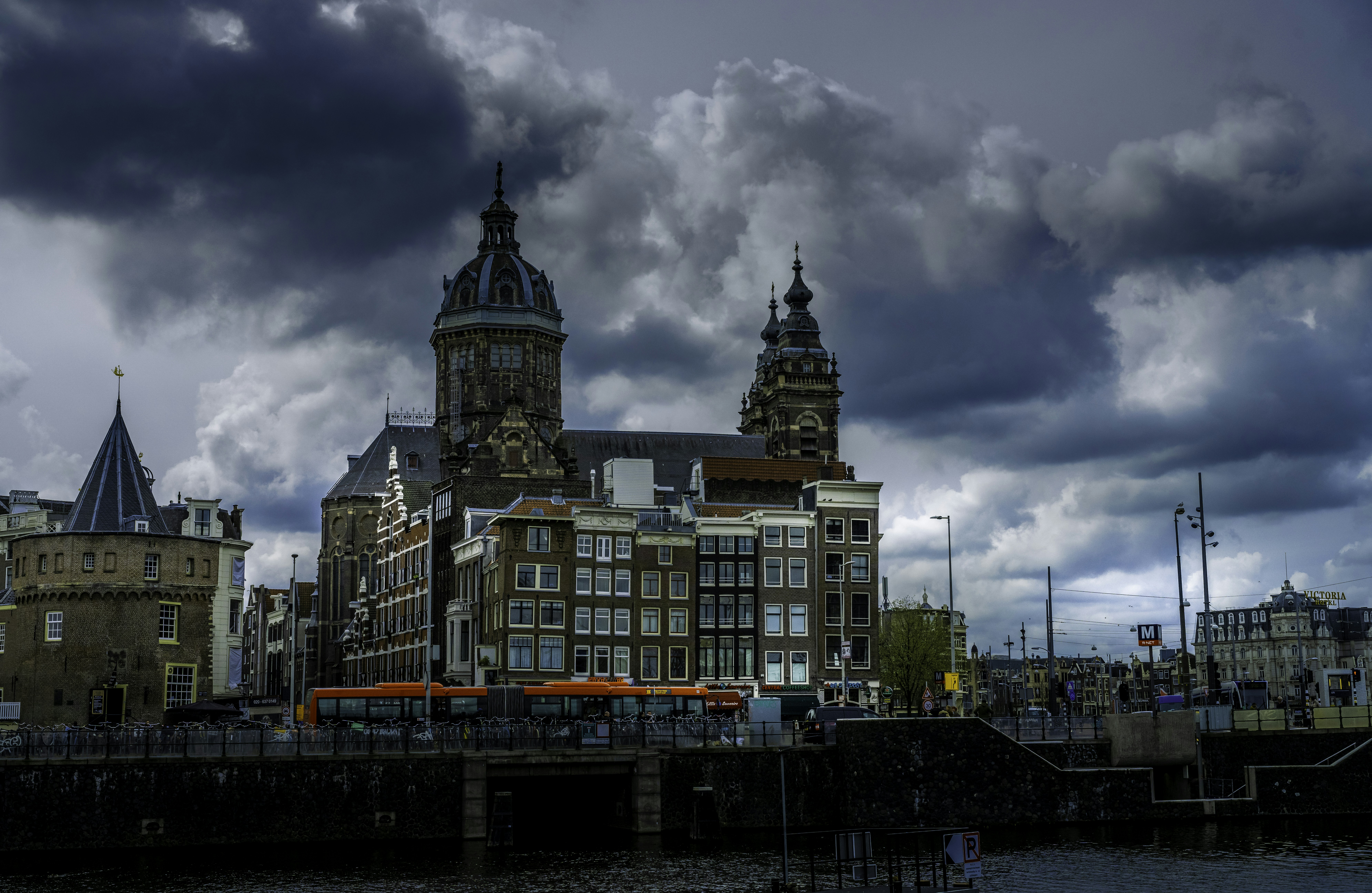 a large building with towers