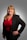 a woman in a red shirt and black jacket
