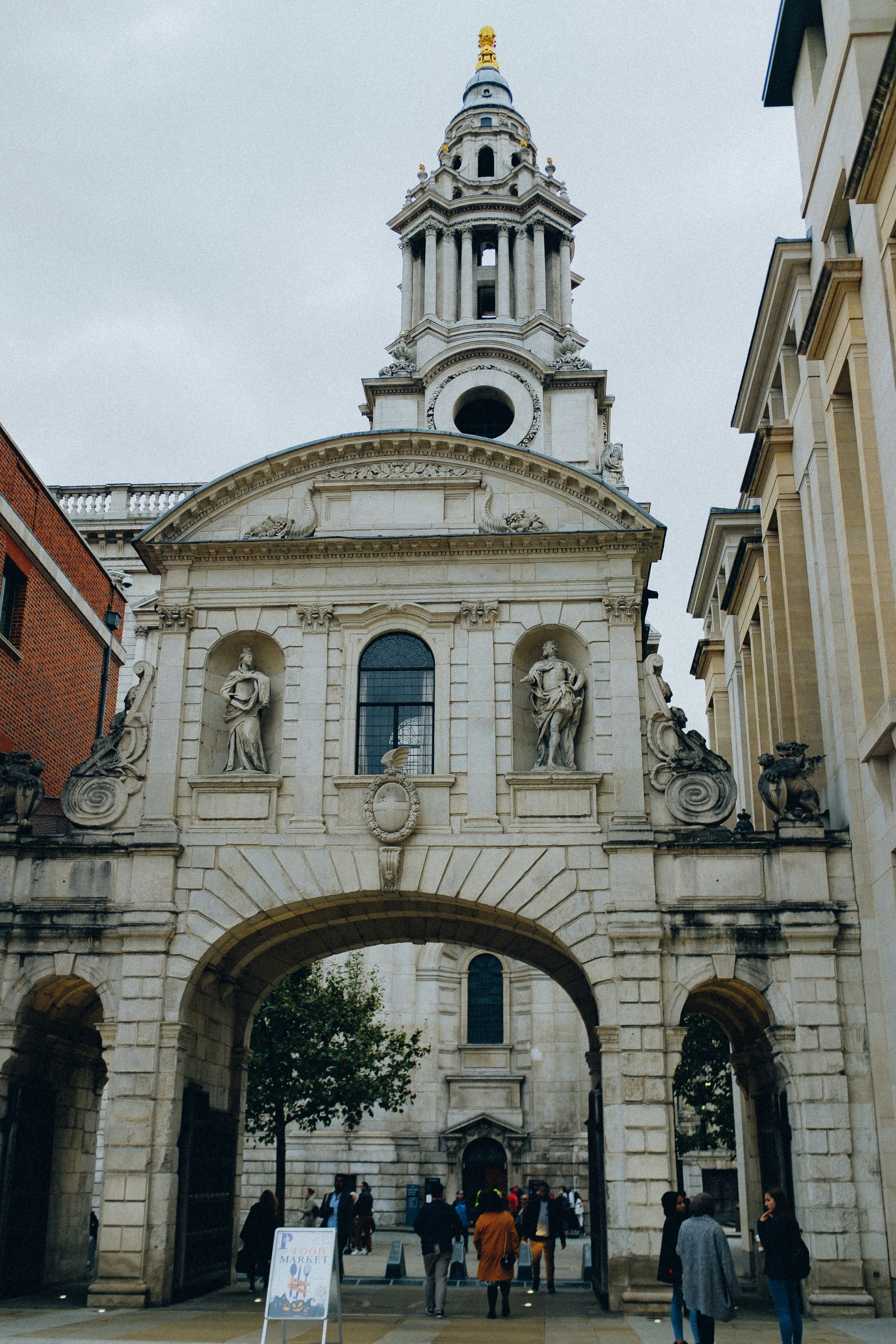 Spectacular building just across St Paul's Cathedral with a market/fair inside.