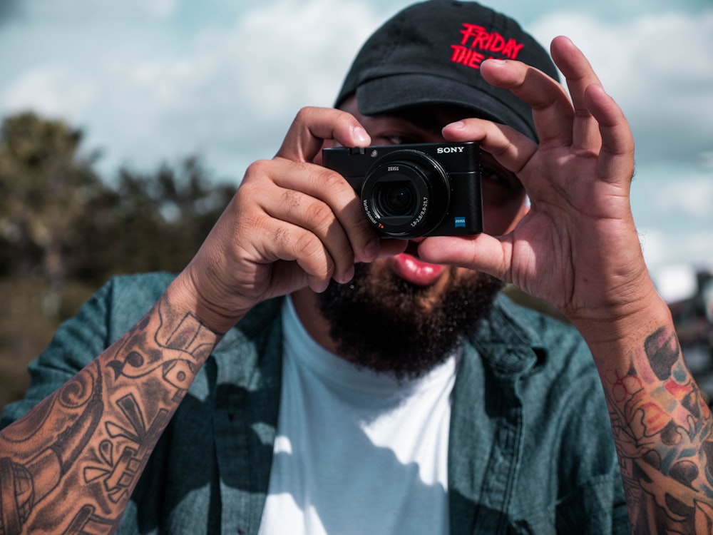 a man holding a camera