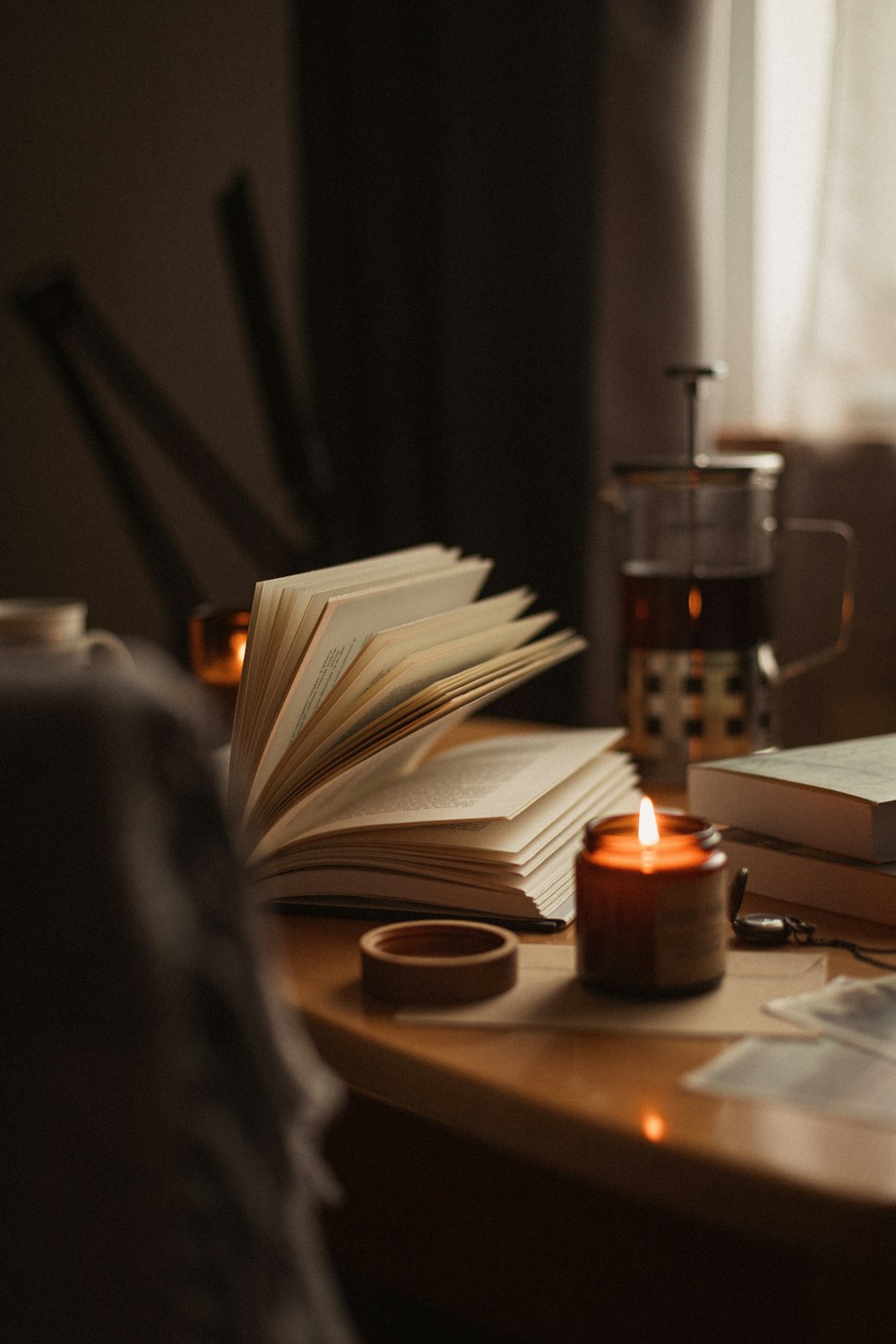 a candle on a table