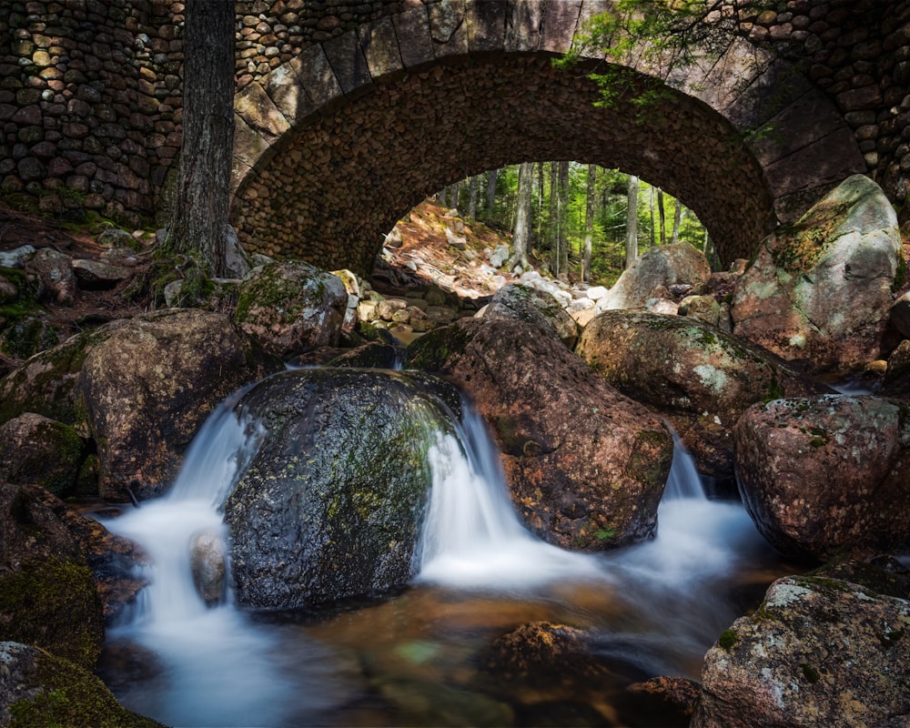 a small waterfall in a cave