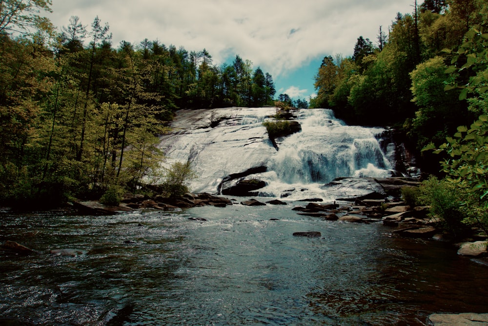 a river with Bow Falls and trees