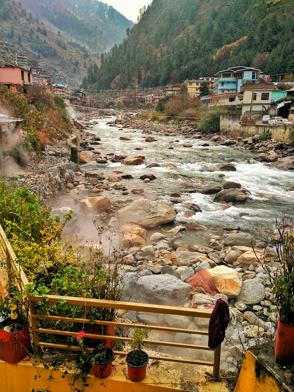 a river running through a town