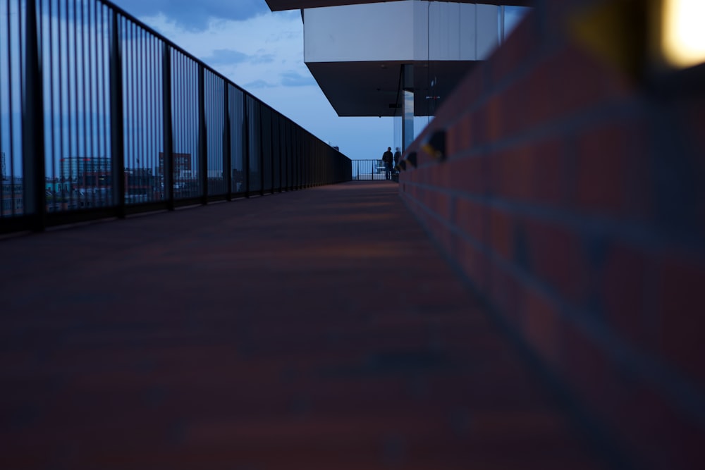 a person walking on a bridge