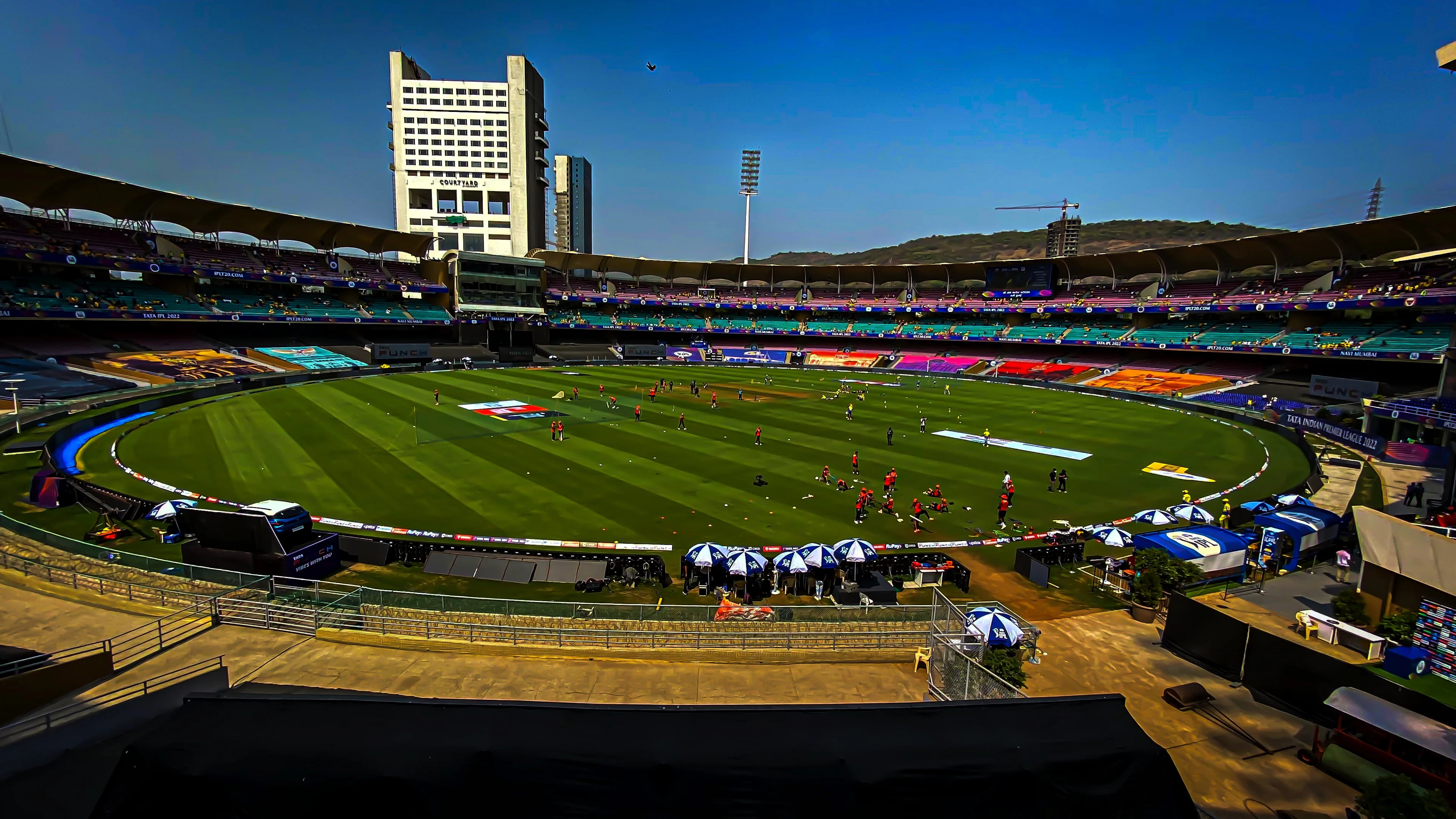 Cricket field seen from packed stands