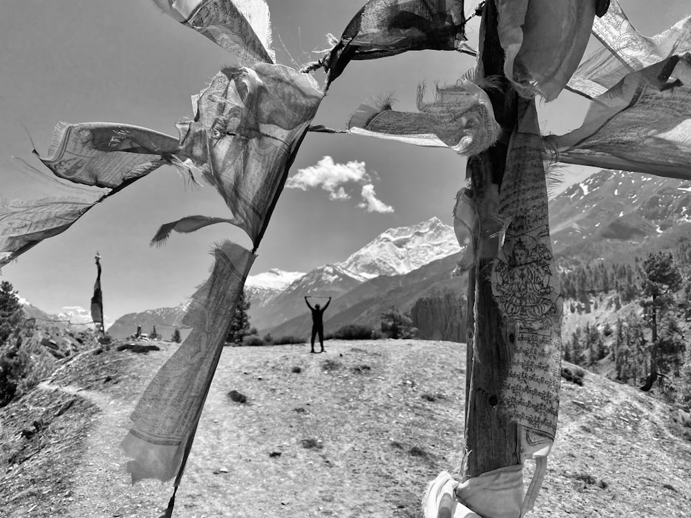 a person standing in a desert