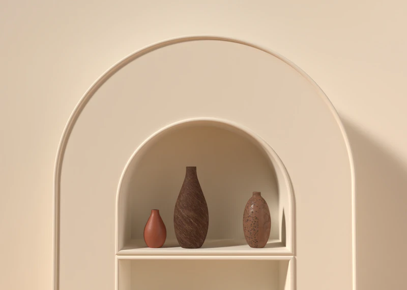 A still life of ceramics and objects