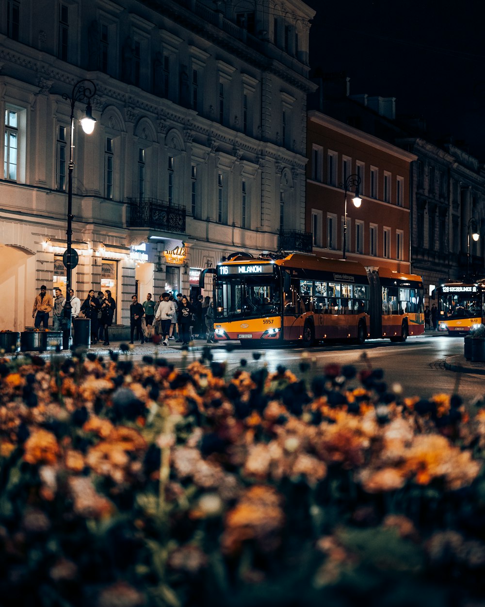 a double decker bus on the street