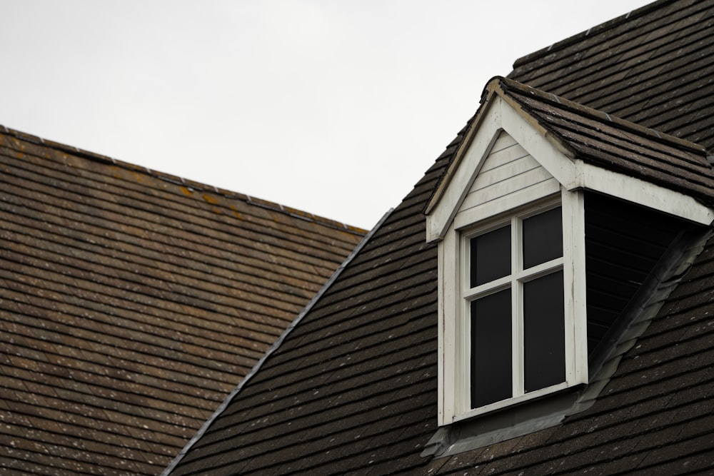 a wooden house with a window