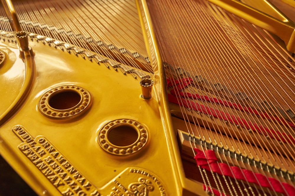 a gold and black music instrument