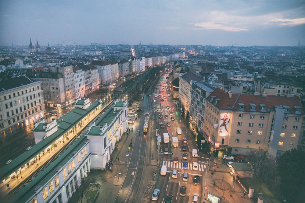 a city with many buildings and streets