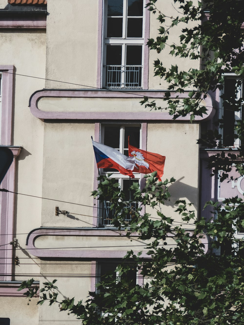 a flag on a building