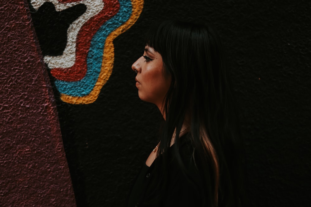 a woman with long hair