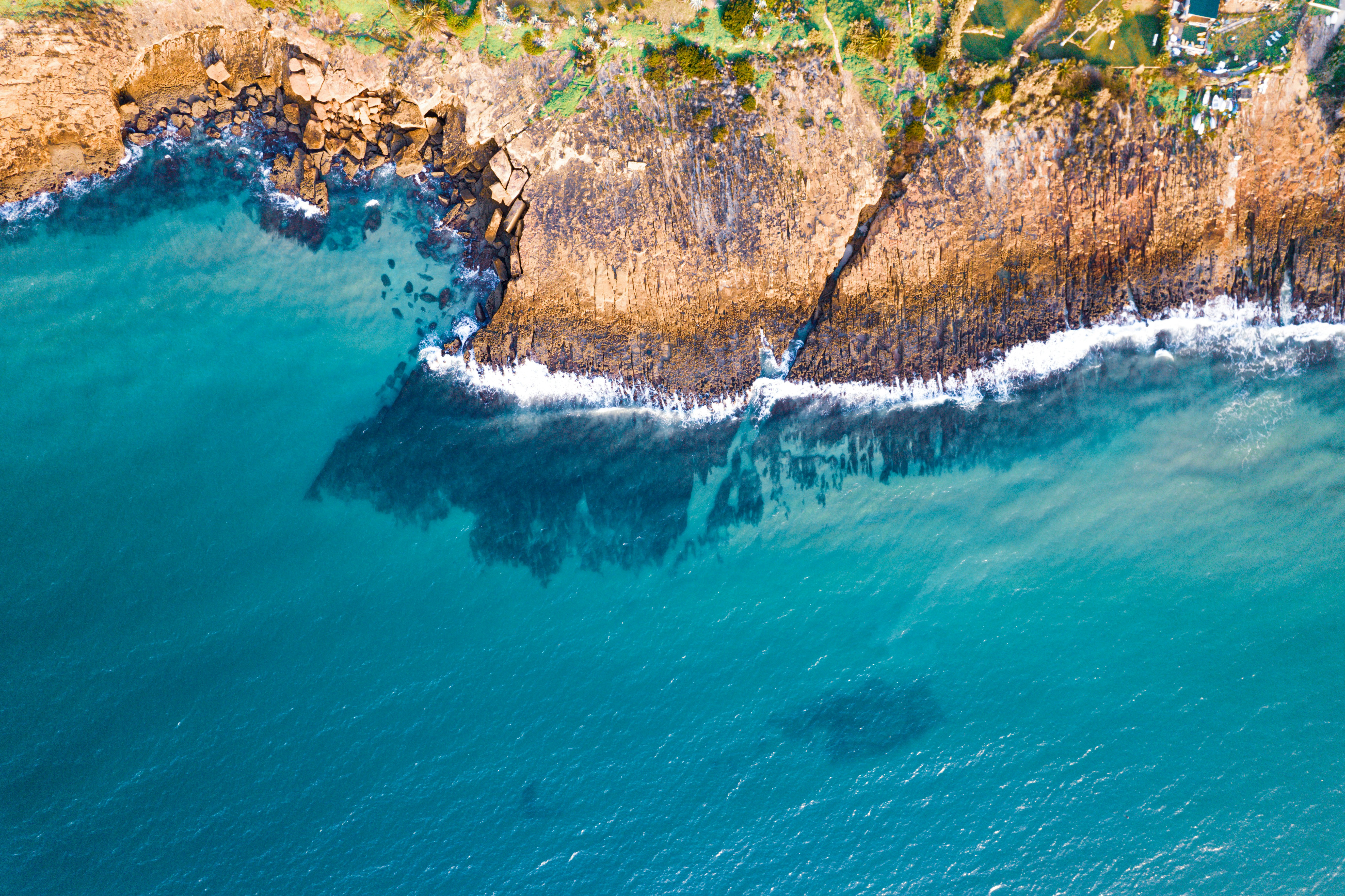 an aerial view of a body of water