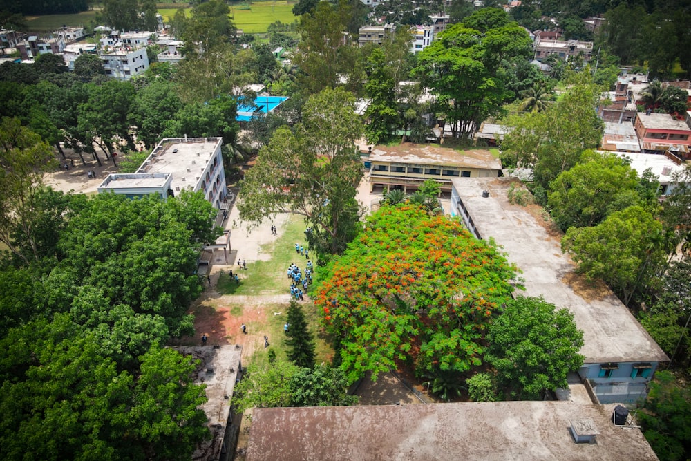 a bird's eye view of a residential area