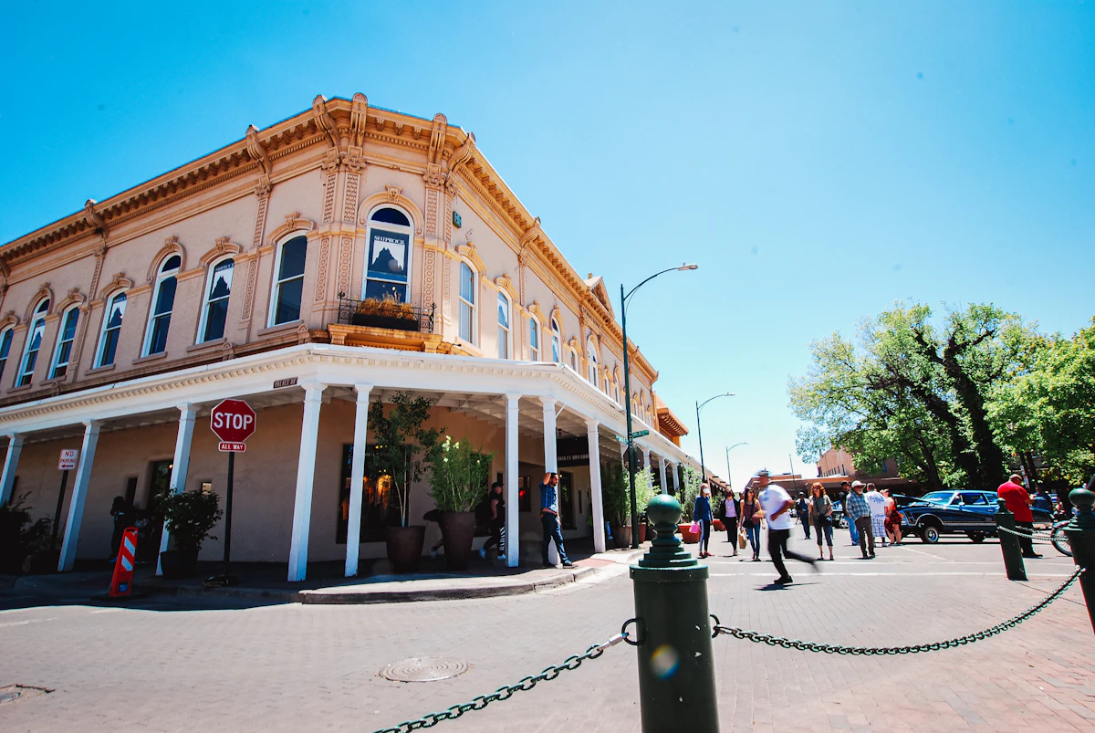 Portal and adobe arcade on the Santa Fe Plaza