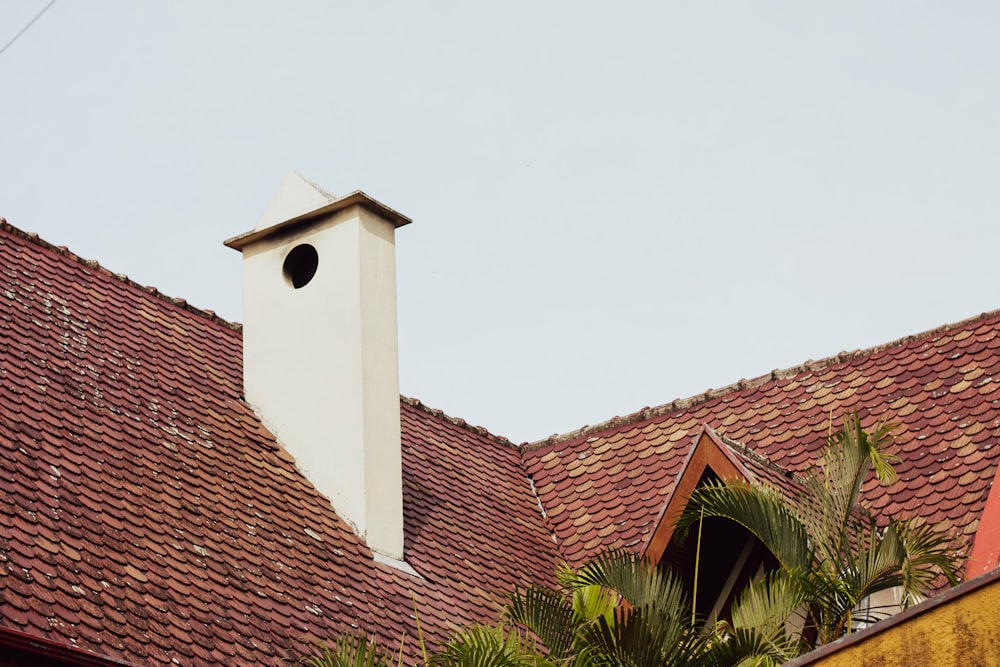 a bird is perched on the roof of a house