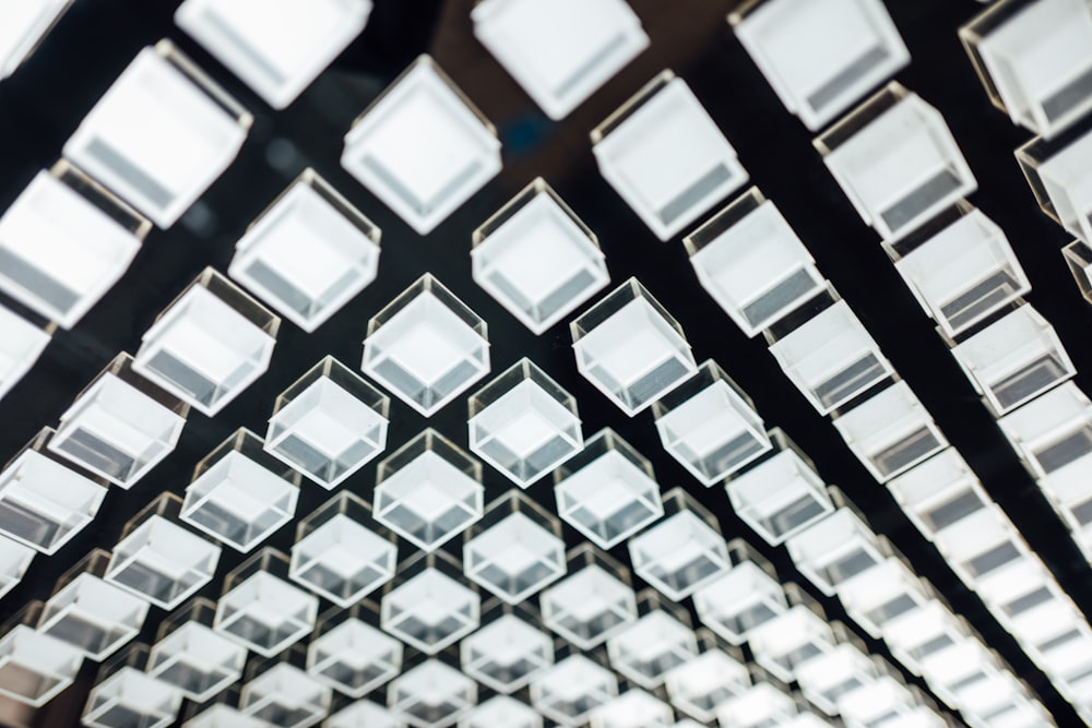 a close up of a ceiling made of glass blocks
