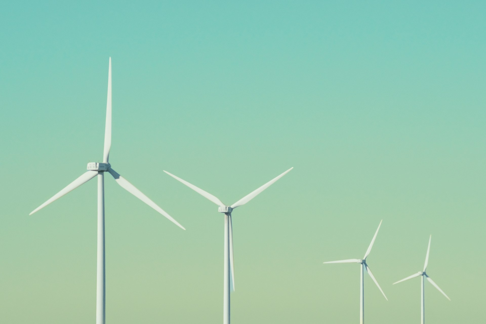 a group of wind turbines in a field