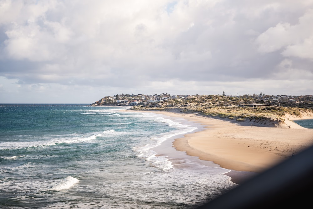 a view of the beach from a distance