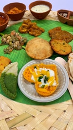 a plate of food is sitting on a table