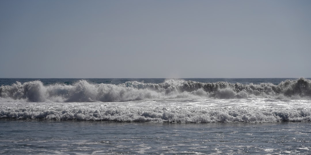 a large body of water with a wave coming in,