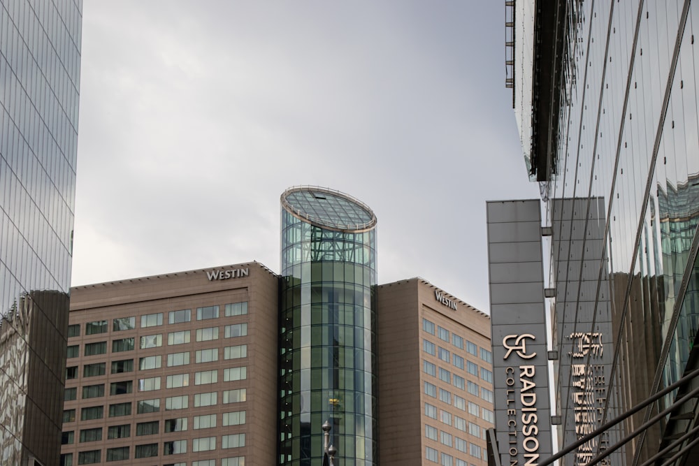 a group of tall buildings sitting next to each other