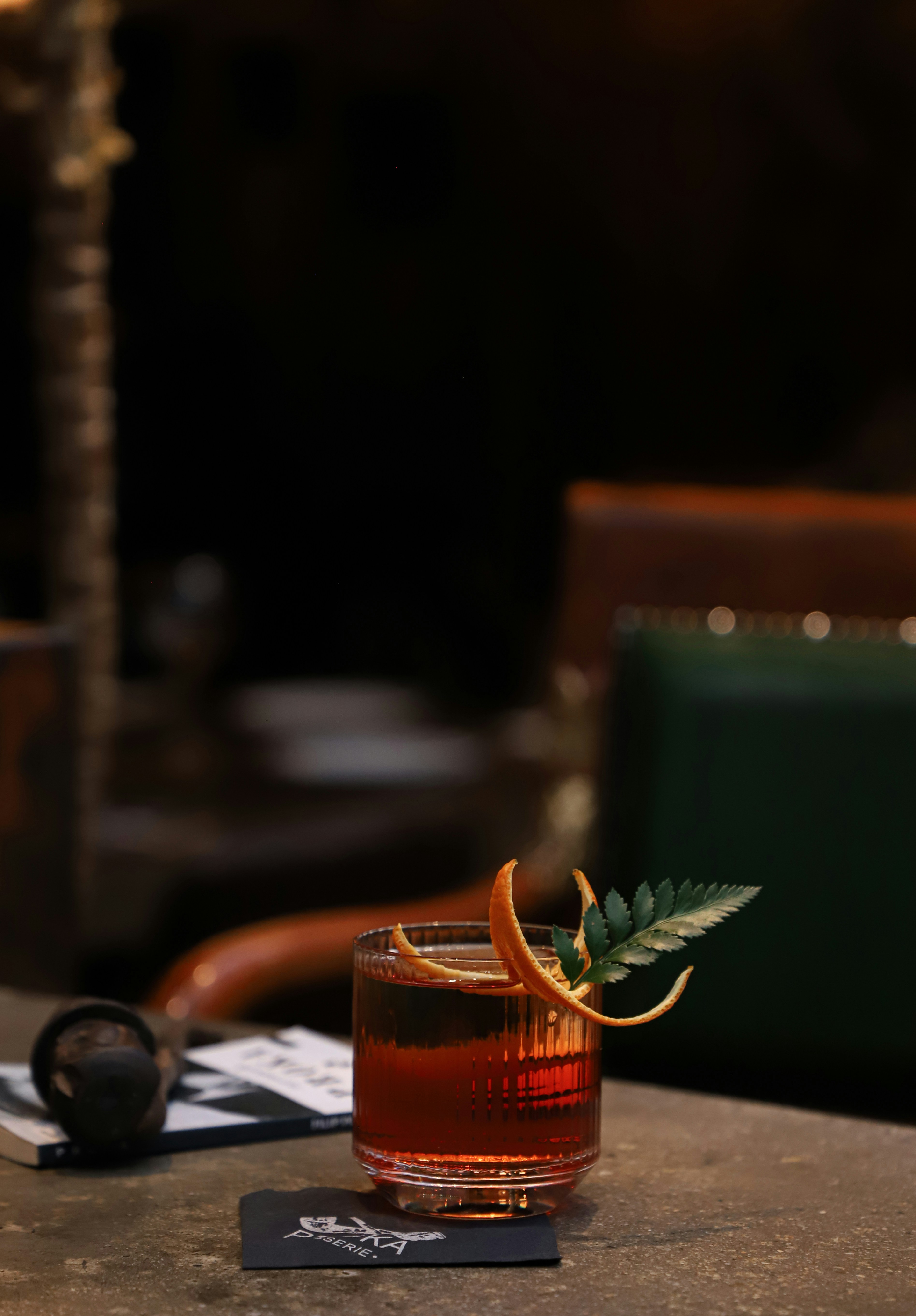 a close up of a drink on a table