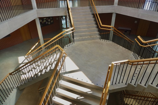 a view of a staircase in a building