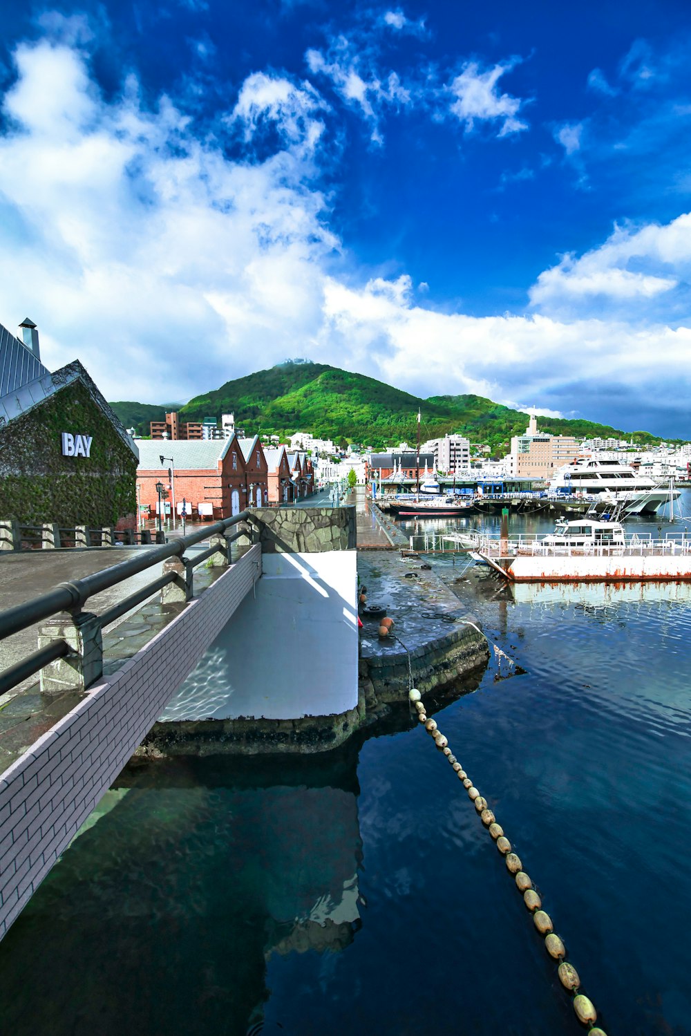 a body of water with boats docked in it