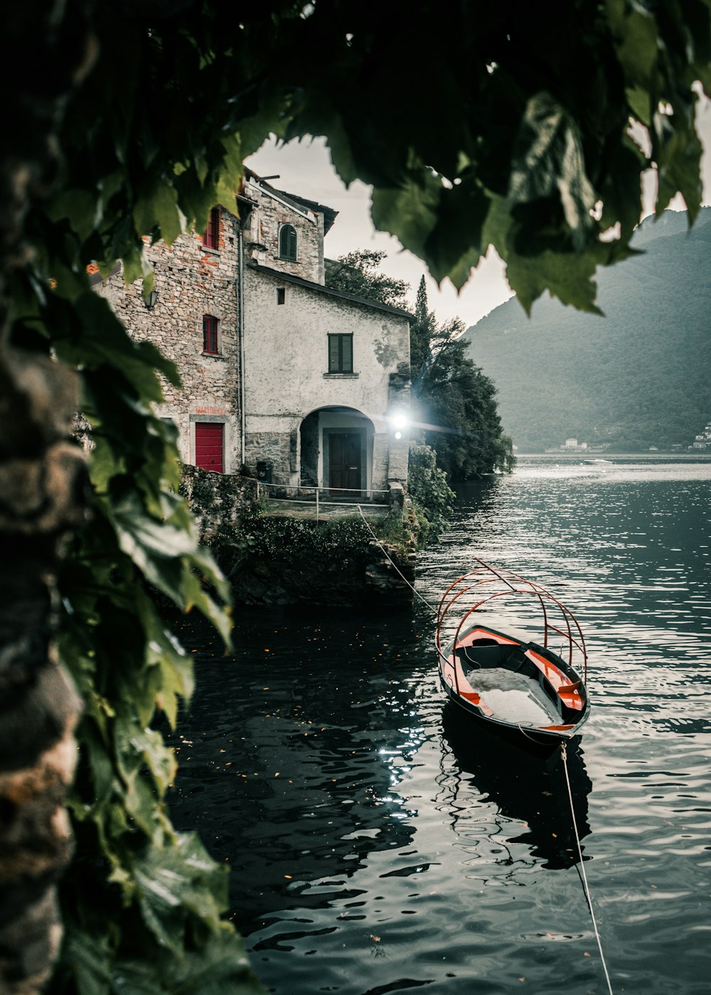 a boat floating on top of a body of water