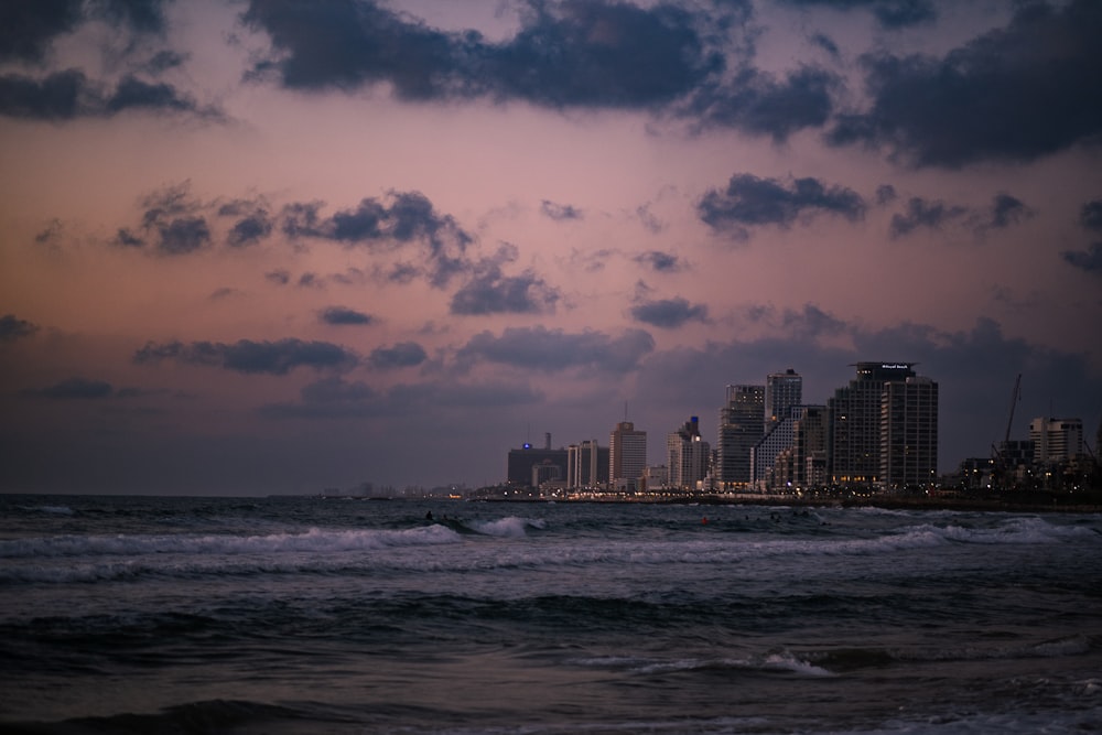 a view of a city from the ocean