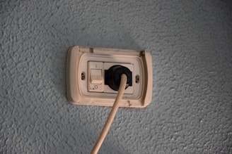 a light switch with a wooden stick sticking out of it