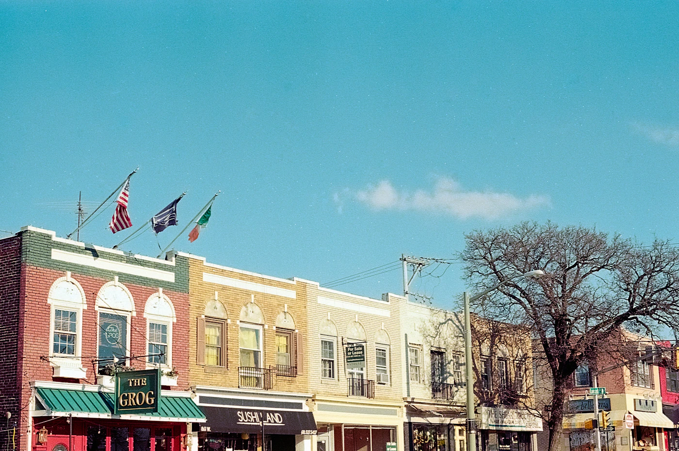 Historic Pennsylvania main street with colorful storefronts representing Jim Thorpe
