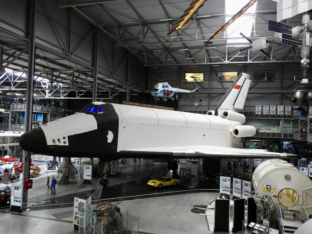 a space shuttle is on display in a museum